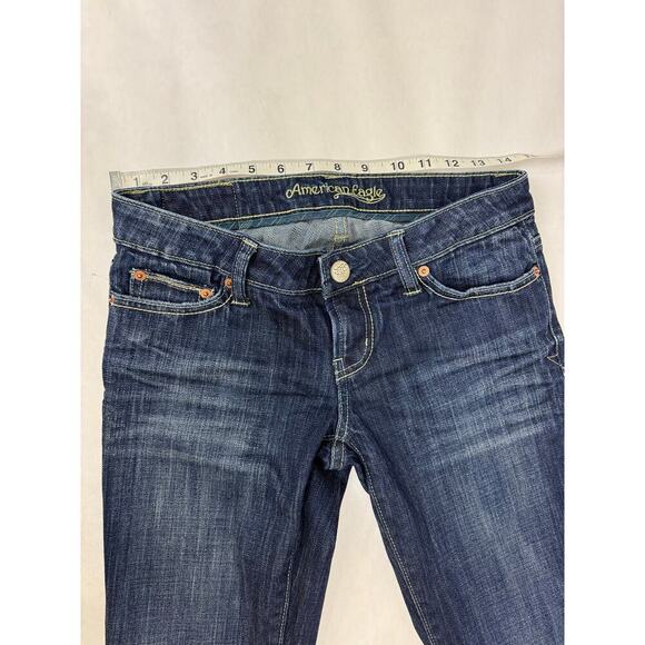 Vintage 90s Y2K low-rise American Eagle Jeans Straight Felled Seams Rare Size 2 - Picture 10 of 11